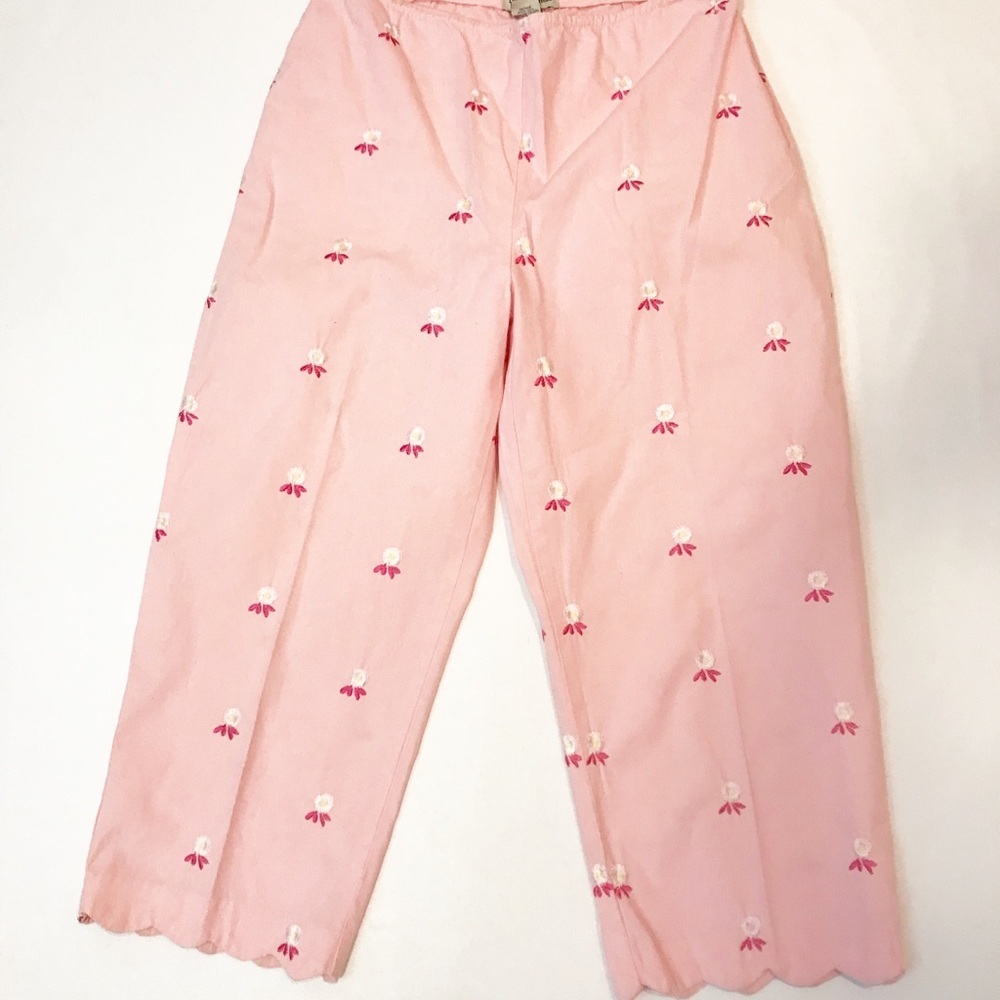 duck head embroidered cropped pants pink sz 8P